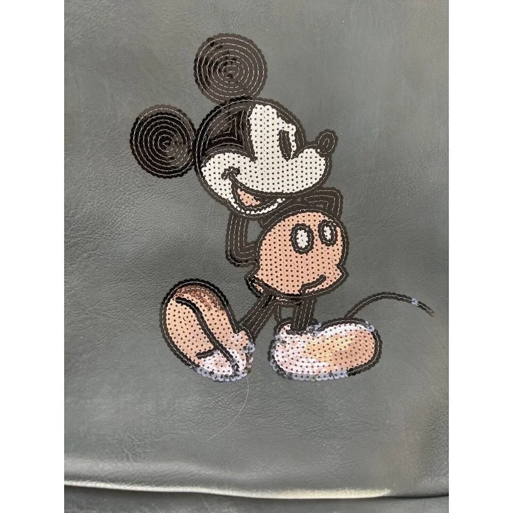 NWT DISNEY LOUNGEFLY GRAY TOTE ROSE GOLD SEQUIN MICKEY TOTE